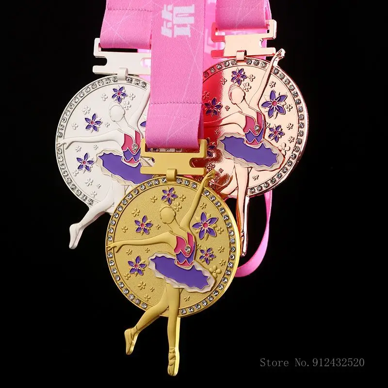 Creative Customization Dance Competition Souvenirs, Metal Medal, Hanging Around the Neck, Gold, Silver, Copper Medal, 1Pc