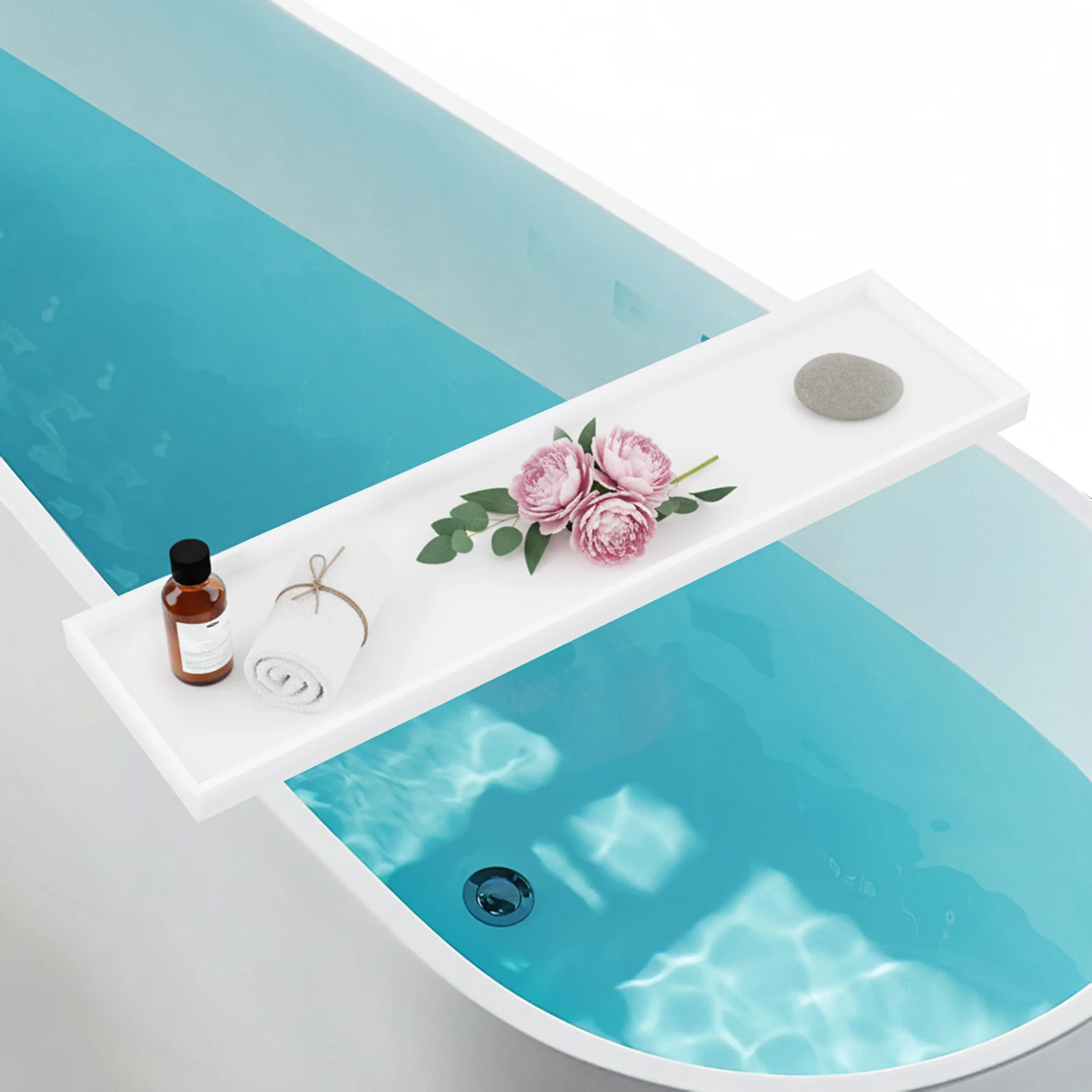 

Bathtub Rack, Acrylic Towel Tray, Bath Tray, White Polished Acrylic Bathroom Organizer, Strong Caddy Shelf for Wine, Tablet