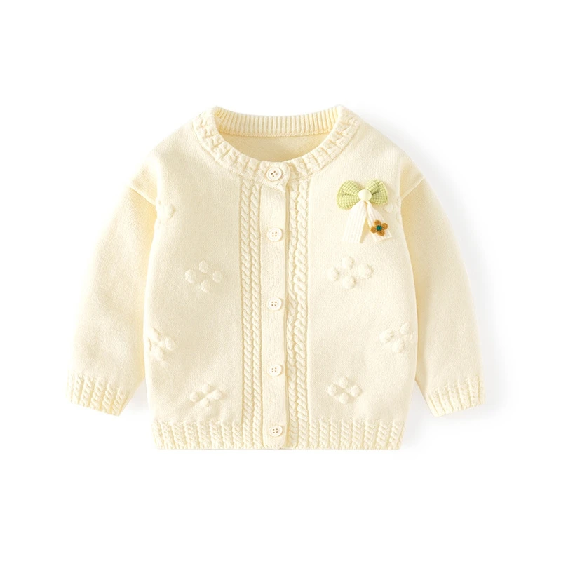 Baby Girl Cardigan Classic Kids Knitwear Cotton Cable