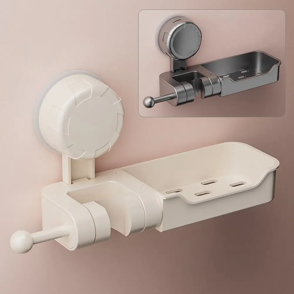 

Suction Cup Shower Head Holder Adjustable with Soap Storage Box Showerhead Bracket Wall Mounted Handheld Sprayer Support