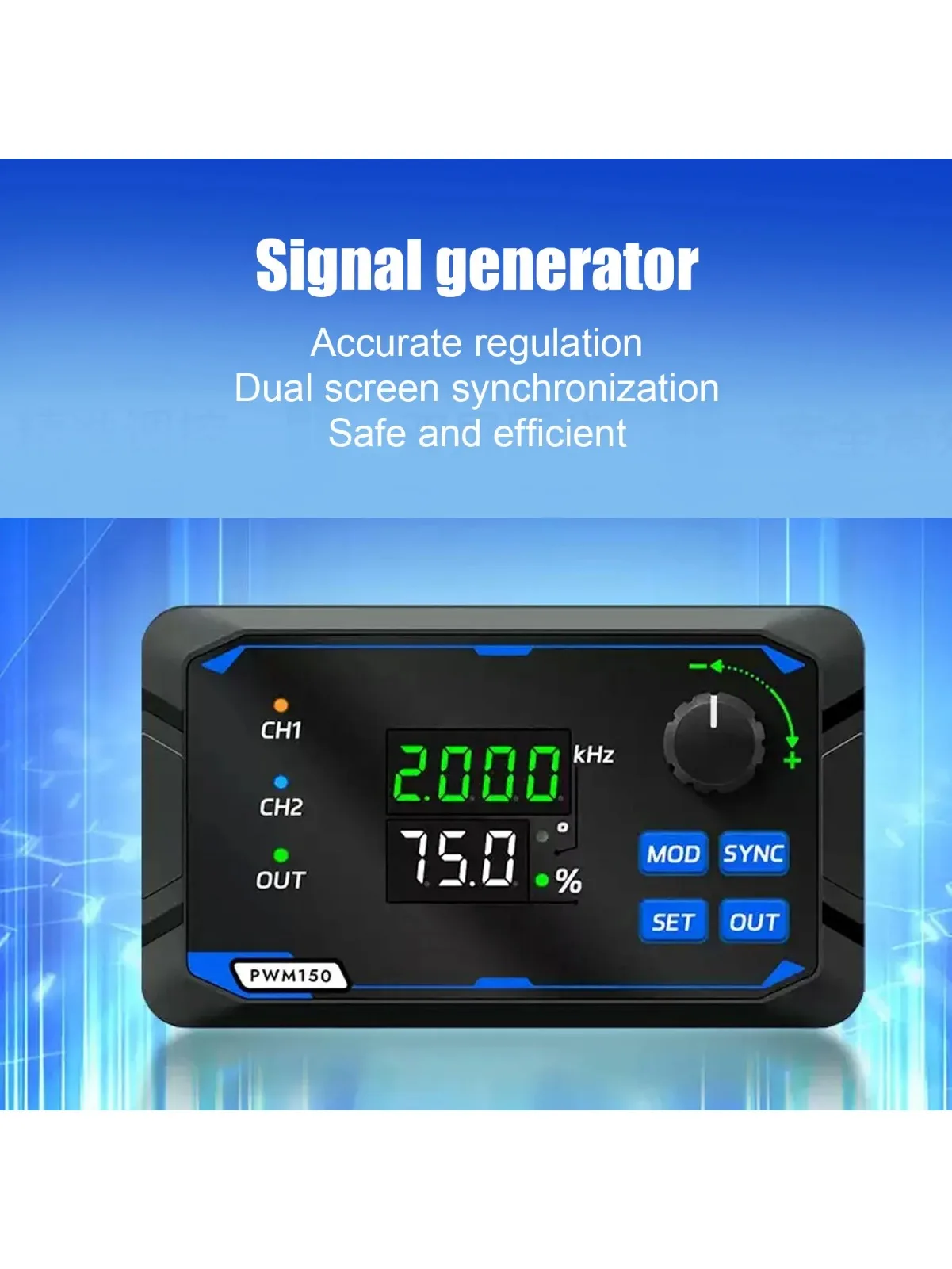 AliExpress NONE 2Channel PWM Signal Generator 1Hz-150kHz 0-360 Degree Adjustable Phase Square Pulse Wave Duty Cycle Frequency Meter with Storage