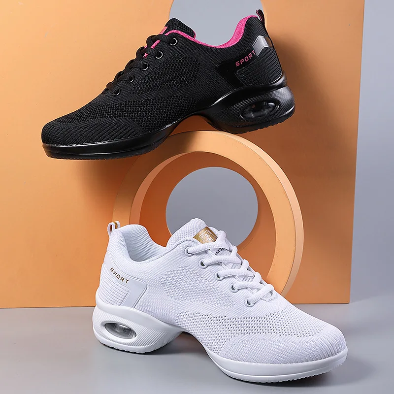 Dance sneakers for woman jazz shoes mesh Modern Outsole Dance Sneakers Breathable Lightweight Dancing fitness shoes for women