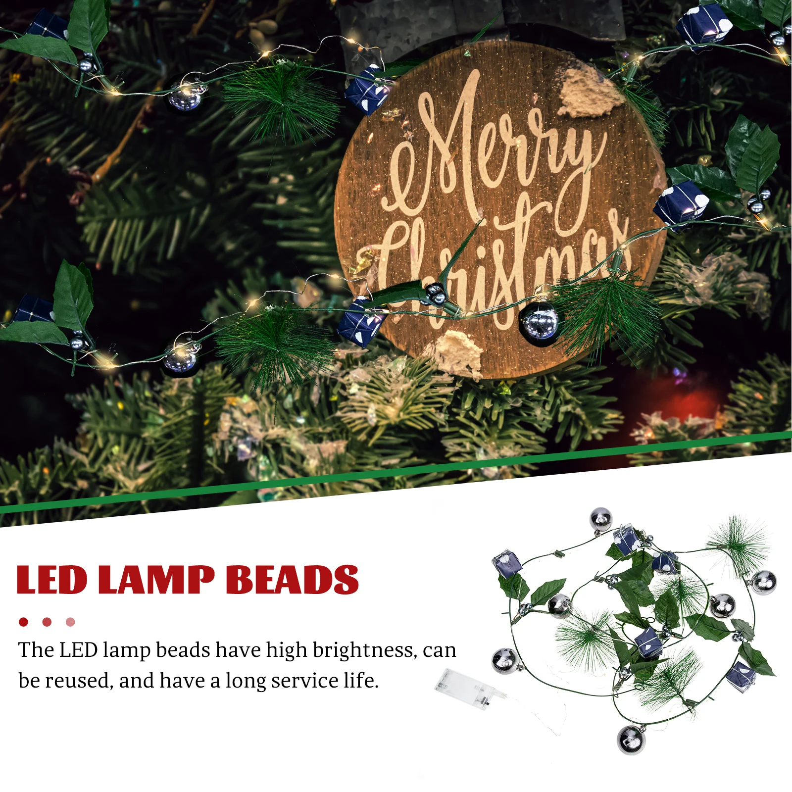 

Christmas Tree Hanging Lights Wreath Garland with Outdoor Decorations Decorative