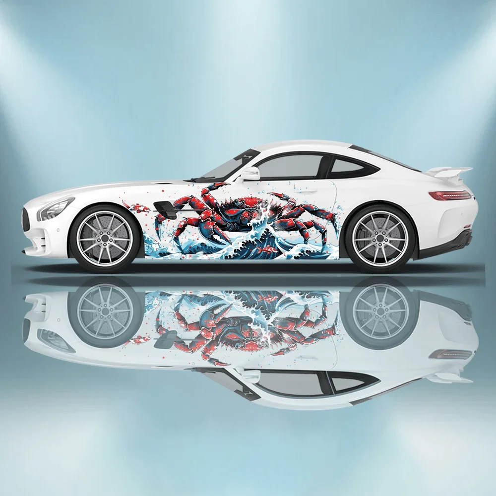 

Виниловая наклейка Crab Koi Fish in The Waves для автомобиля, самоклеящаяся наклейка из ПВХ, подходит для грузовиков, внедорожников, декора, автоаксессуары, подарок