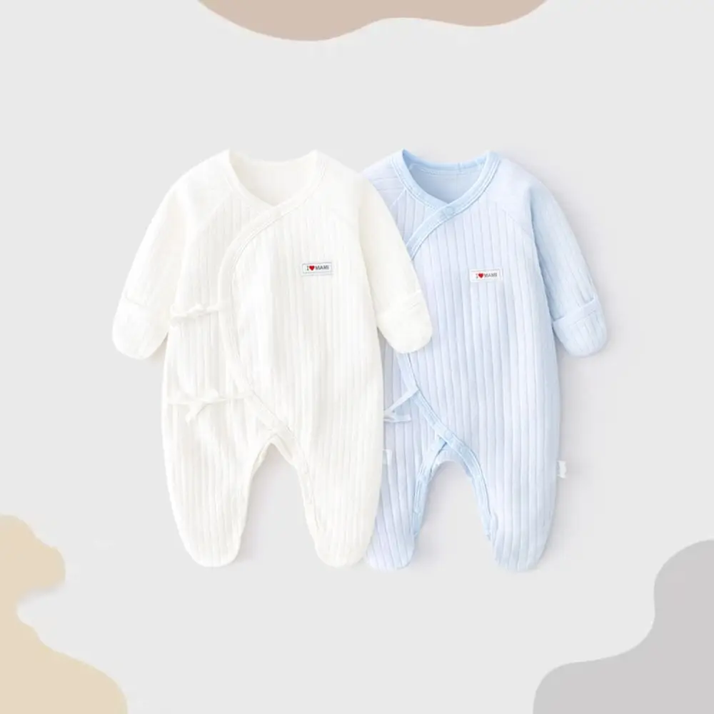 

Long Pants Climb Lace Up Baby Romper Infant Romper Casual Outfit Newborn Jumpsuit Anti-scratching Cotton Foot-Cover Frogsuit
