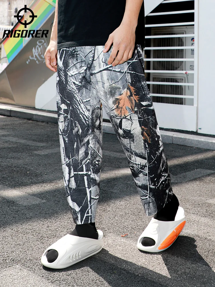 

RIGORER 2024 New Sports Basketball Pants Flower Full Print Cropped Men Summer American Style Straight Casual Shorts