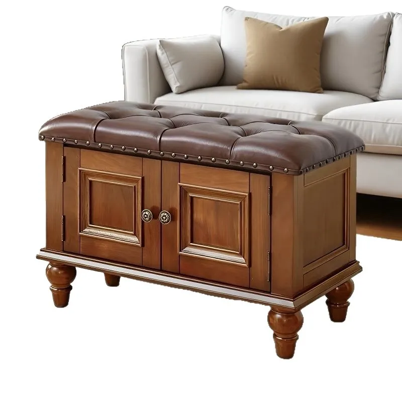 

New modern simple all-solid wood shoe changing stool door storage storage can sit and wear shoe cabinet