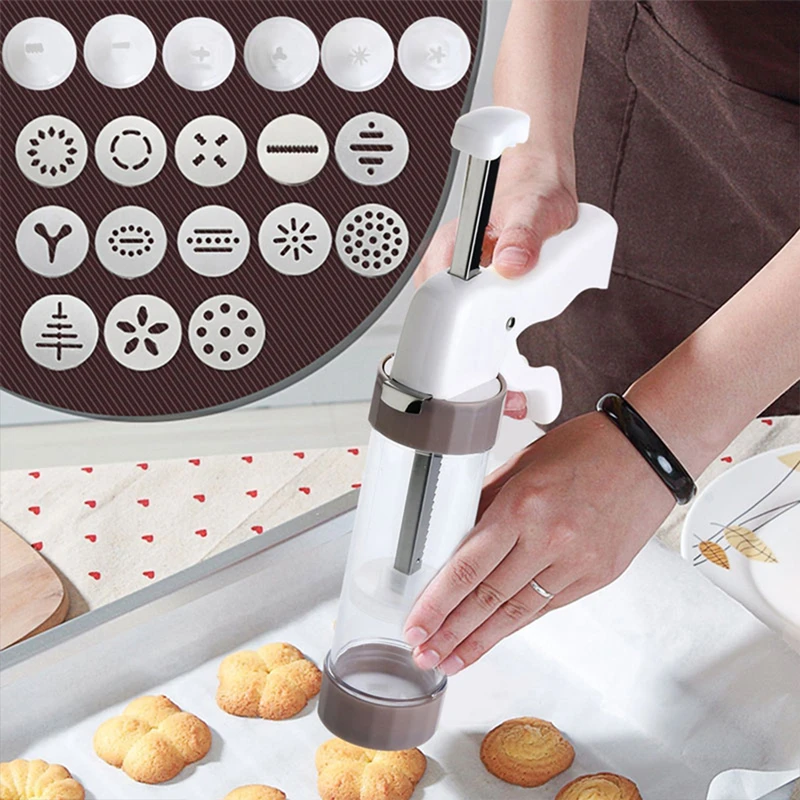 Cookie Cutter Mold Gun Press Icing Kit DIY Pastry Syringe Extruder Nozzles Piping Cream Biscuit Maker Cake Tools