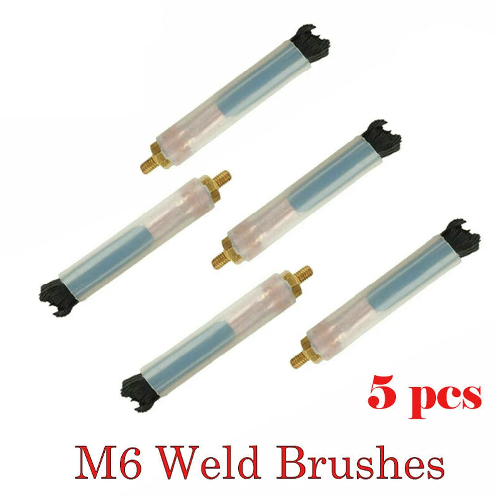 5Pcs M6 Welding Brush Carbon Fiber Conductive For Weld Seam Bead Joint Cleaning Polishing Machine Cleaner Tool Accessories