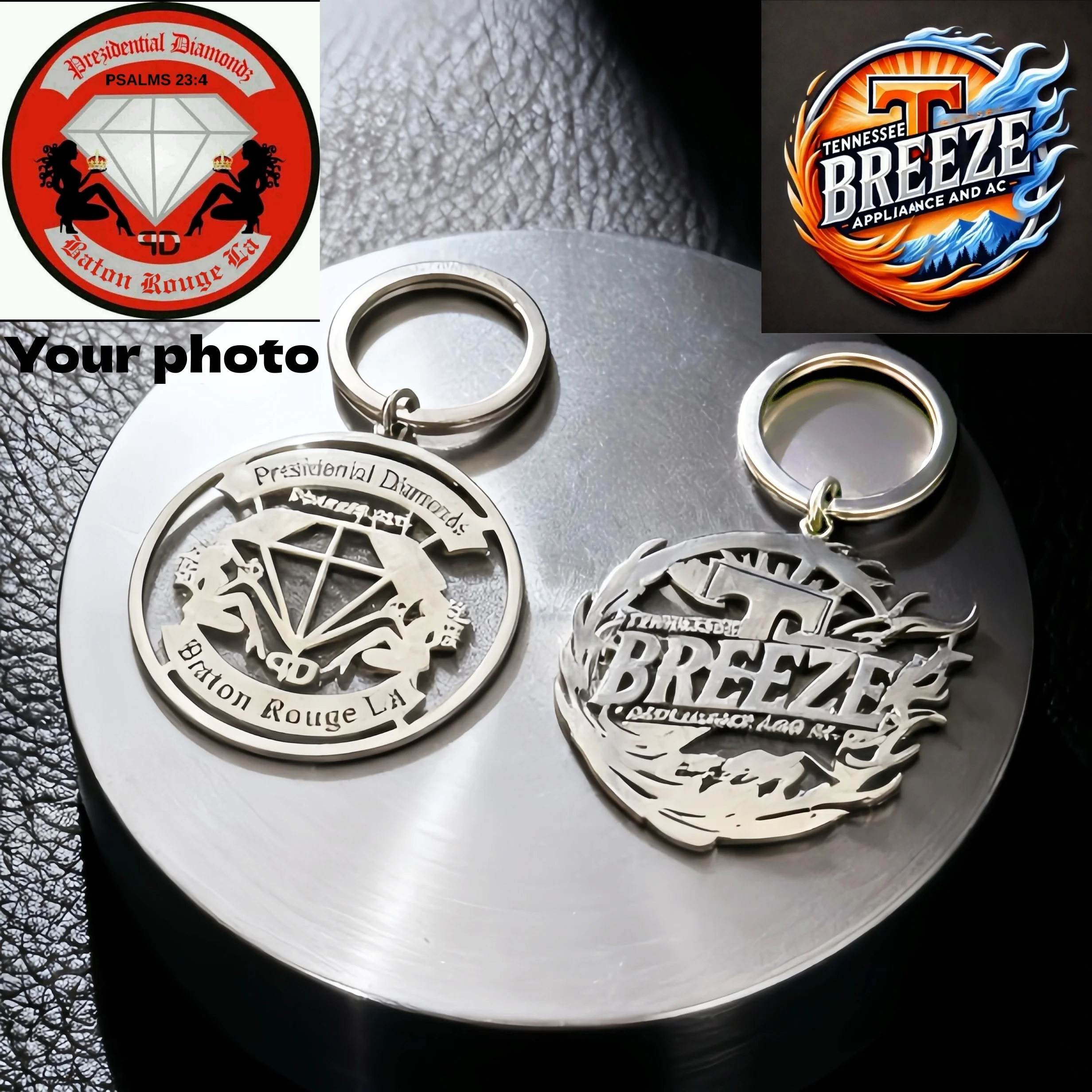 Custom Logo Keychain Personalized Creative Idea Cool Stainless Steel For Women Man Personalized Jewelry Gifts