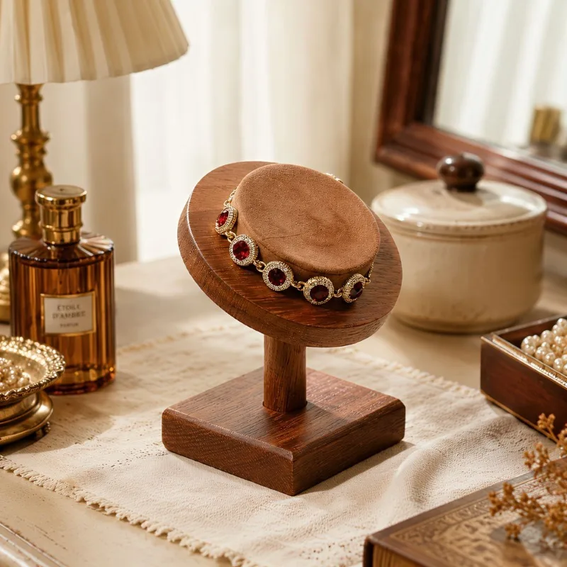Walnut Wood Bracelet Display Stand Counter Bracelet Display Rack Desktop Jewelry Organizer Holder Studio Bangles Storage Shelf