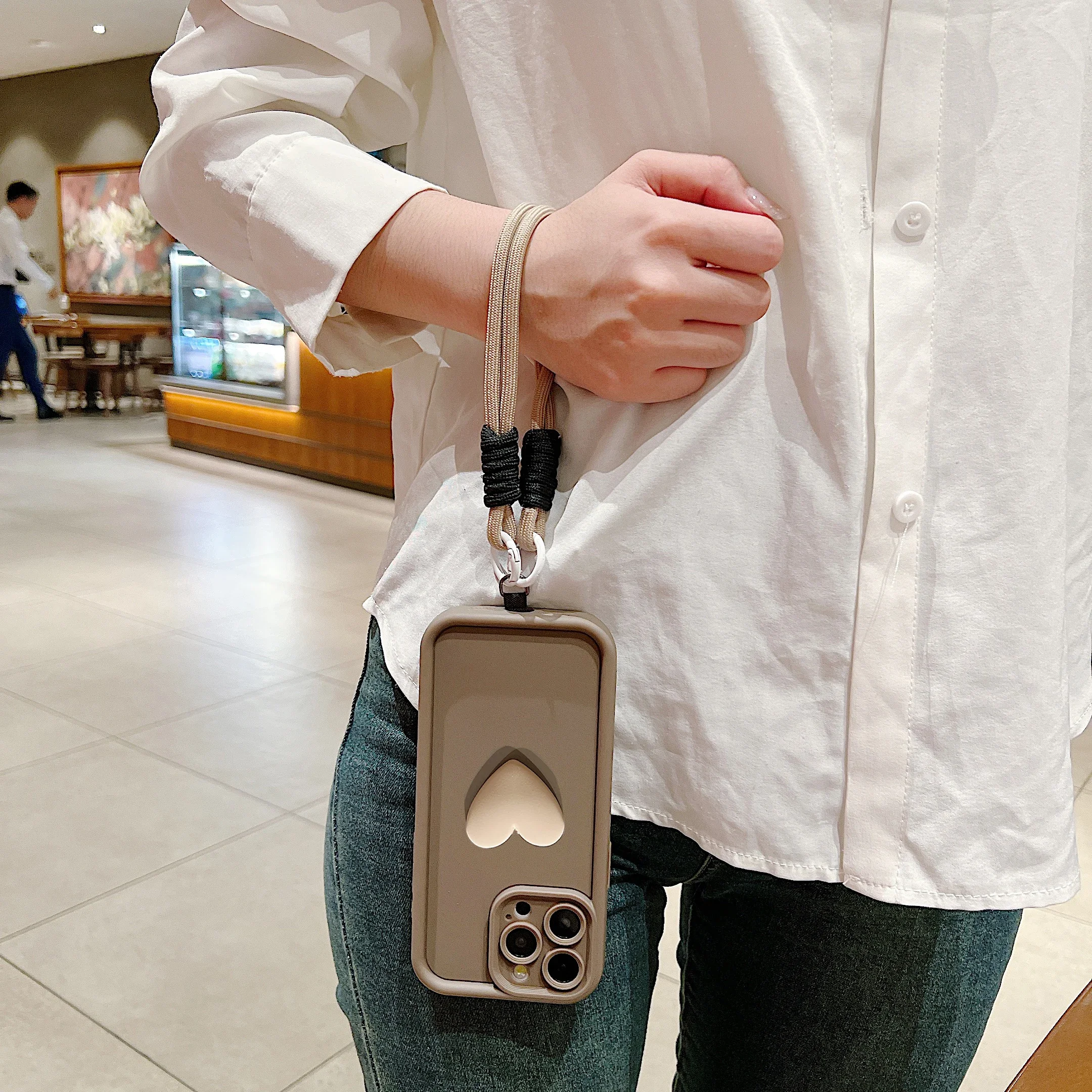 3D Love Heart Matte Soft Lanyard Rope Phone Case For Xiaomi Mi 14 13 12 11 Lite 14T 13T 12T Pro Poco X6 X5 F5 X3 M6 Pro 4G Cover - Image 5