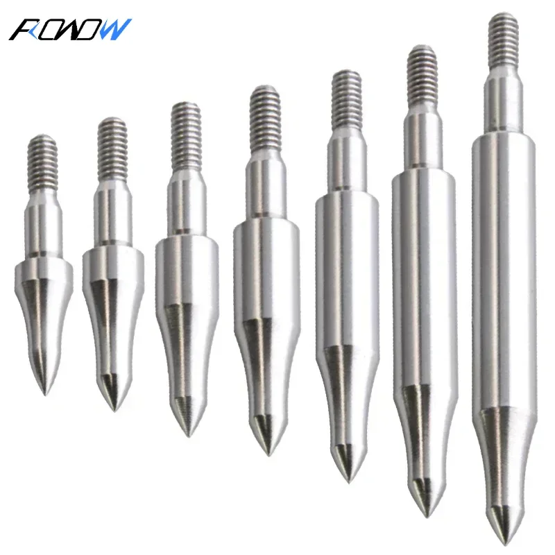 

ROWOW 3/6pcs 75/100/125/150/175/200/250/300gn Stainless Steel Arrow Point Tip Broadhead Head ID6.2mm OD7.6/7.9mm Archery