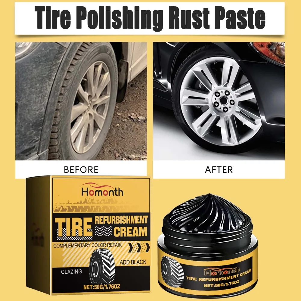 Auto Tire Polishing Rust Paste Car Tire Shine Coating Rubber Anti-aging Waterproof Anti-fouling Retreading Cleaning Cream Paste