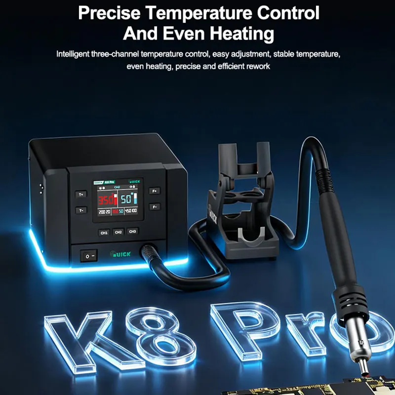 QUICK K8 Pro Intelligent Hot Air Rework Station 1000w High Power Precise Temperature Control and Stability Repair Tools view 3