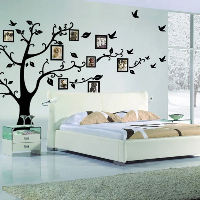 Small 100*80cm/39*31in Black 3D DIY Photo Tree PVC Wall Decals/Adhesive Family Wall Stickers Mural Art Home Decor