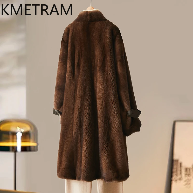 100% Whole Mink Fur Jacket Woman Luxury V-neck Long Real Fur Coat High Quality Winter Clothes for Women Furry Jackets 2025 шуба