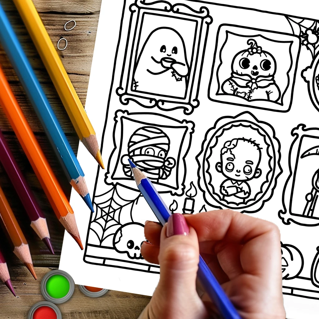 28 صفحة كتاب تلوين مخيف للبالغين | كتاب التلوين، لوازم الرسم لعيد الميلاد وعيد الشكر #4