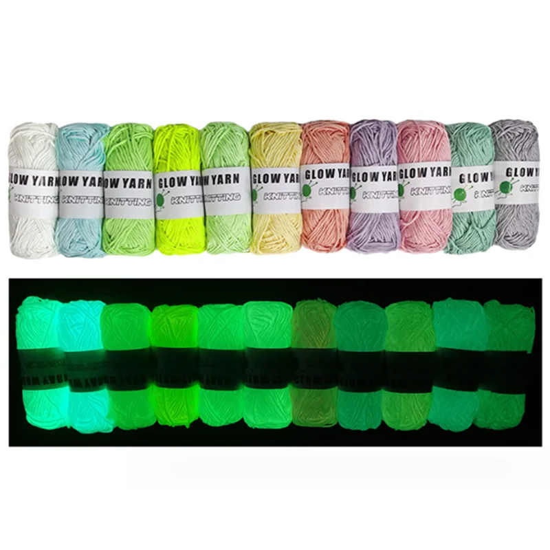 1pc Novel Functional Yarn Glow in the Dark Polyester Luminous Yarn 2mm for Knitting Sweater Hat Glowing Yarn