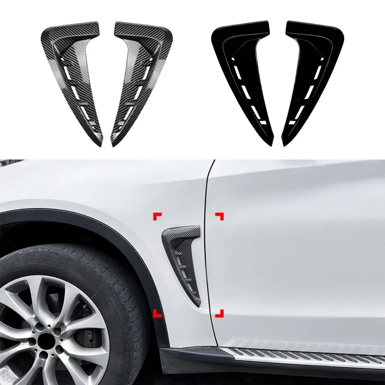 

2PCS Carbon Fiber Car Fender Side Shark Sticker Air Vent Trim Cover for BMW X5 F15 M Sport 2014 2015 2016 2017 2018 Accessories