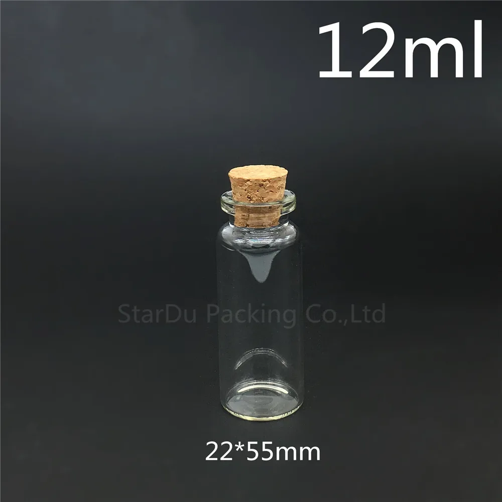 1000pcs 12ml Small Cute Mini Cork Stopper Glass Bottles Vials Jars Containers 12cc Small Wishing Bottle With Cork