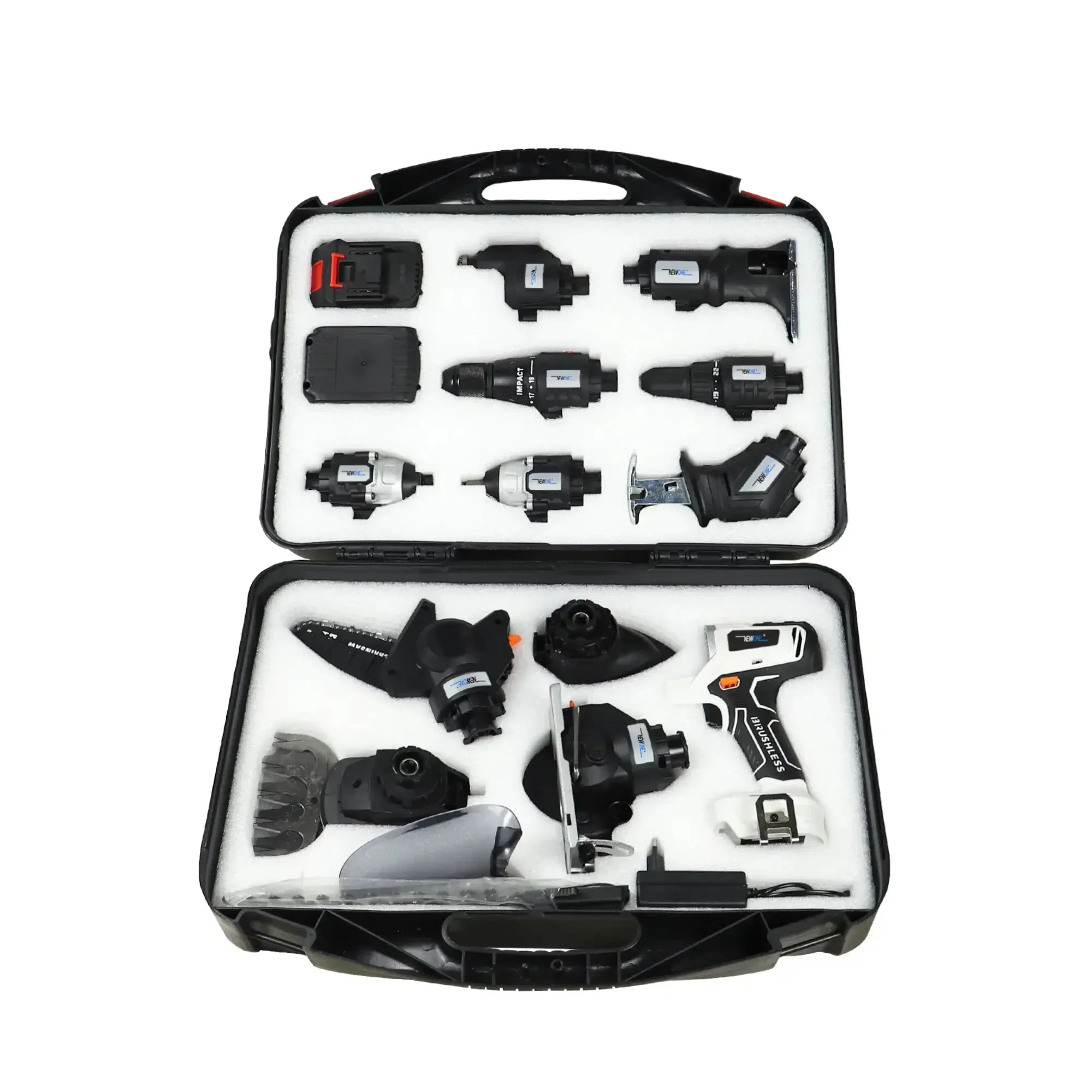 Kit de combinação de ferramentas elétricas sem fio multifuncional profissional 20V Conjunto de broca elétrica de 12 cabeças com estojo rígido OEM compatível