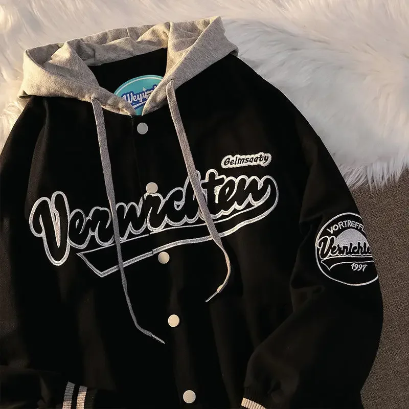 Veste Brodée Harajuku à Manches sulfpour Femme, Manteau Grande Taille, Hip Hop, Automne Hiver 2023