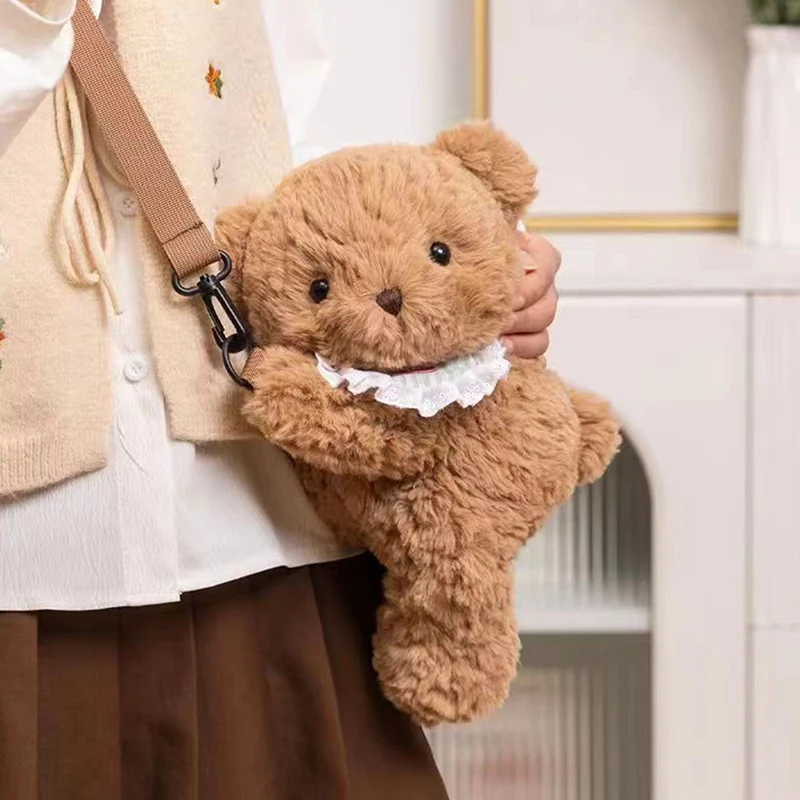 Cute Bear Plush Backpack Kawaii Fashion Plushie Doll Fur Bag Children's Bag Shoulder Bag Mini Knapsack Bags Gifts For Girlfriend