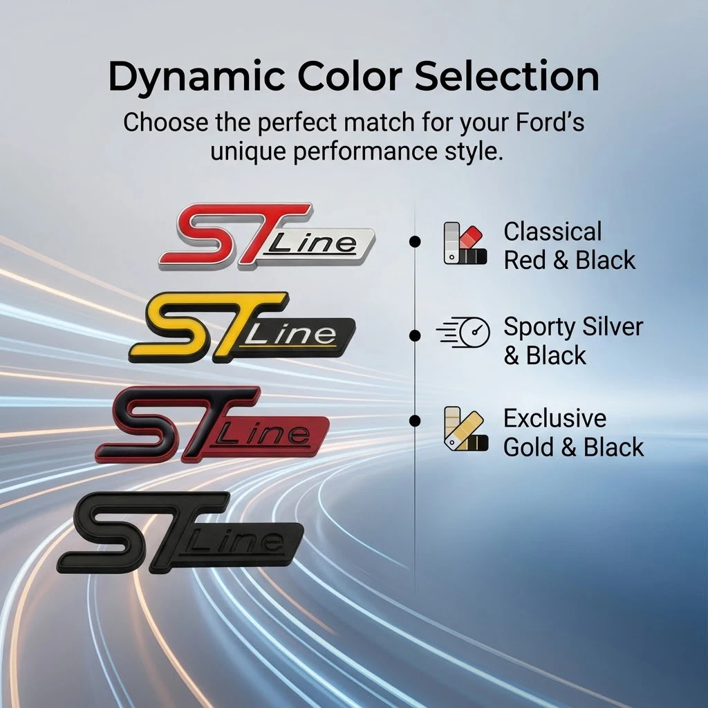 

For Ford ST Line Emblem Badge Sticker Focus Kuga Fiesta Mondeo Escape EcoBoost Front Grill Rear Trunk Decal