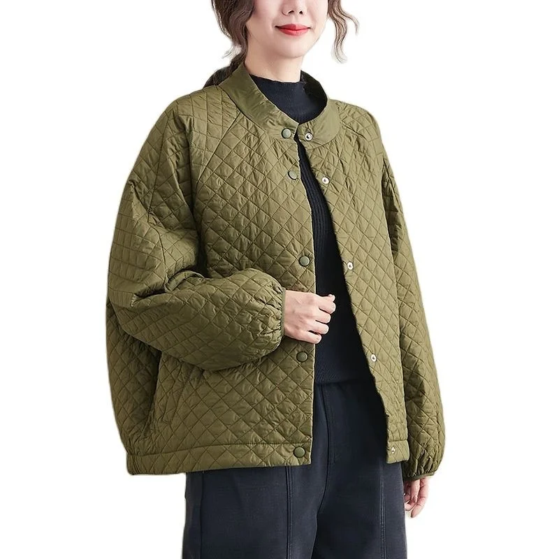 

Short Lightweight Down Cotton Coat Loose 2023 Autumn Winter Warm Jacket Women's New Literary Leisure Stand Collar Parkas