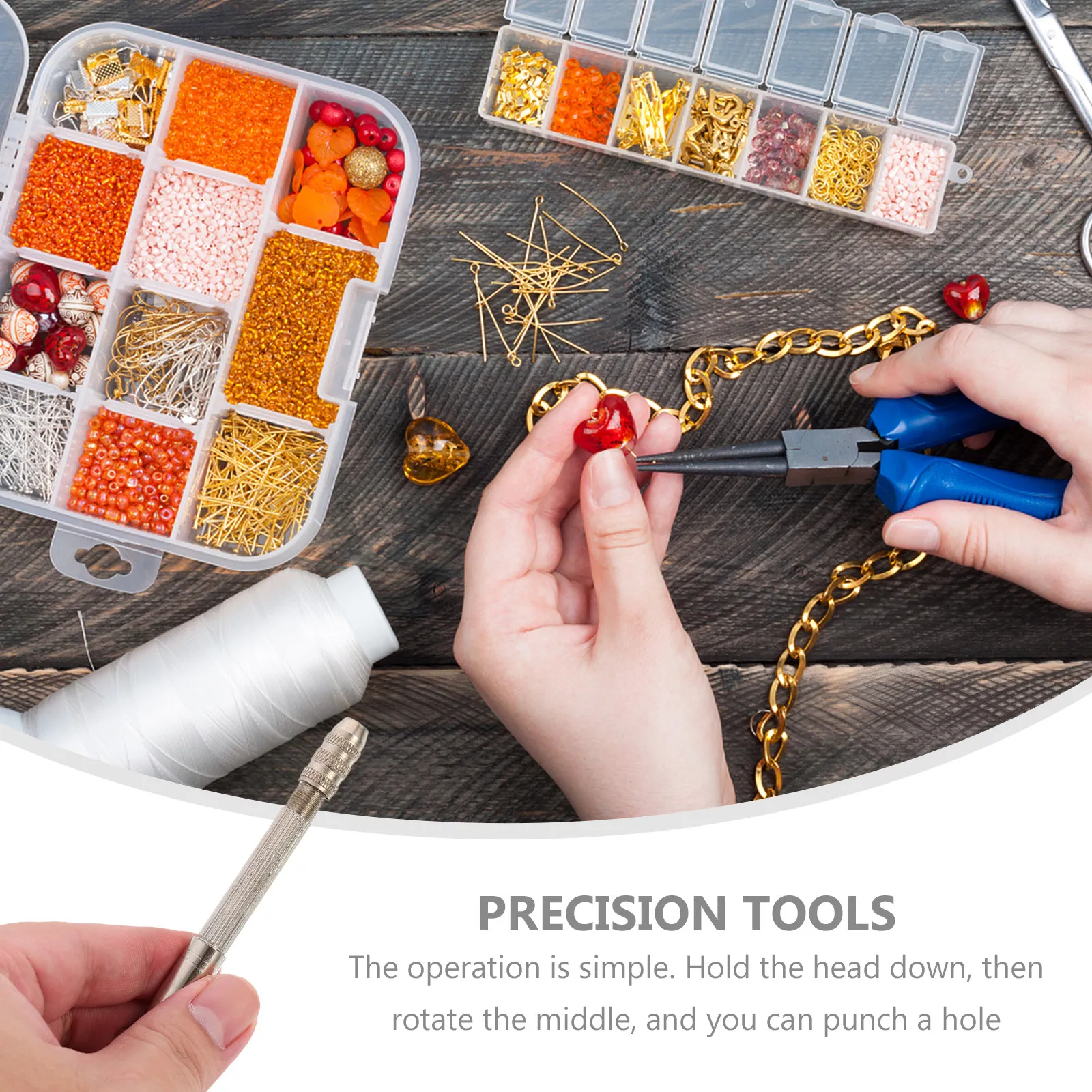 

1Set Hand Drill Set Jewelry Making Manual Hand Drill for Small Hole Drilling on Wood Plastic Resin Polymer Clay Beads Pearls DIY