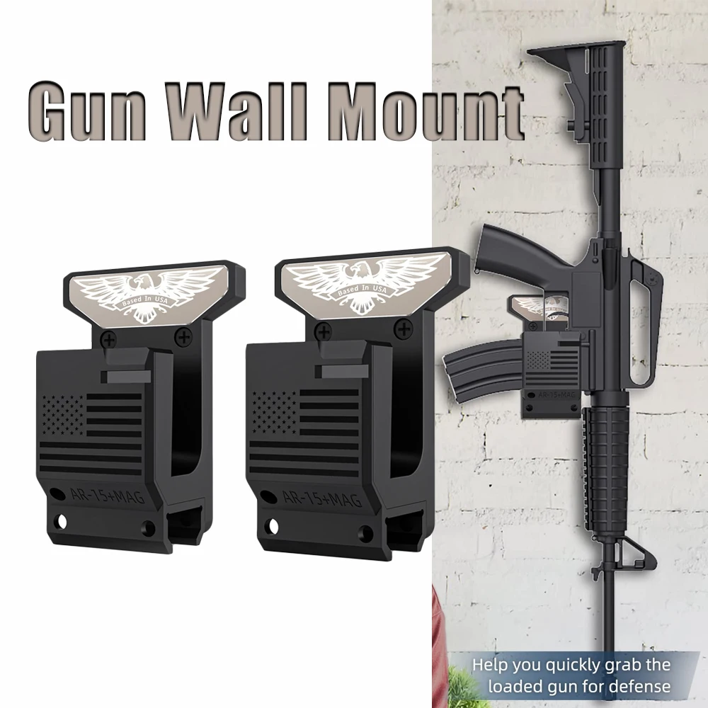 

Gun Wall Mount ，AR Wall Mount for 223/5.56 Rifle + Magazine Can Be Mounted Horizontal or Vertical, Withstand 300Lbs of Tension