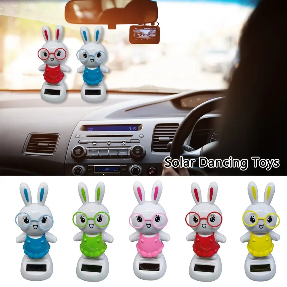 Cute Windowsill Car Dashboard Solar Powered Toy Swinging Rabbit Dancer Car Decoration Solar Dancing Toys