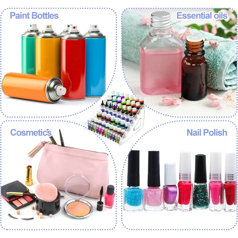 ABBG-6Pcs Acrylic Paint Organizer With Brush Holder 7-Tier Miniature Paint Storage For 2Oz Acrylic Paints