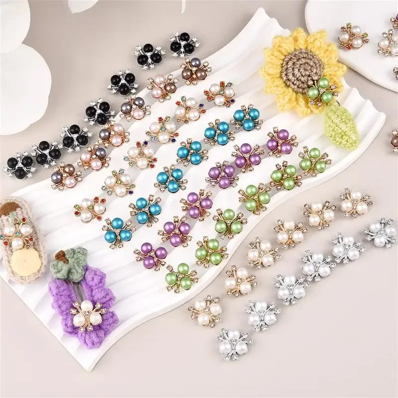20PCS ผ้า Charms ABS อุปกรณ์ตกแต่ง Clog Rhinestone ลูกปัดมุก DIY หัวเข็มขัดรองเท้าเสื้อผ้าเครื่องประดับสําหรับของขวัญปาร์ตี้