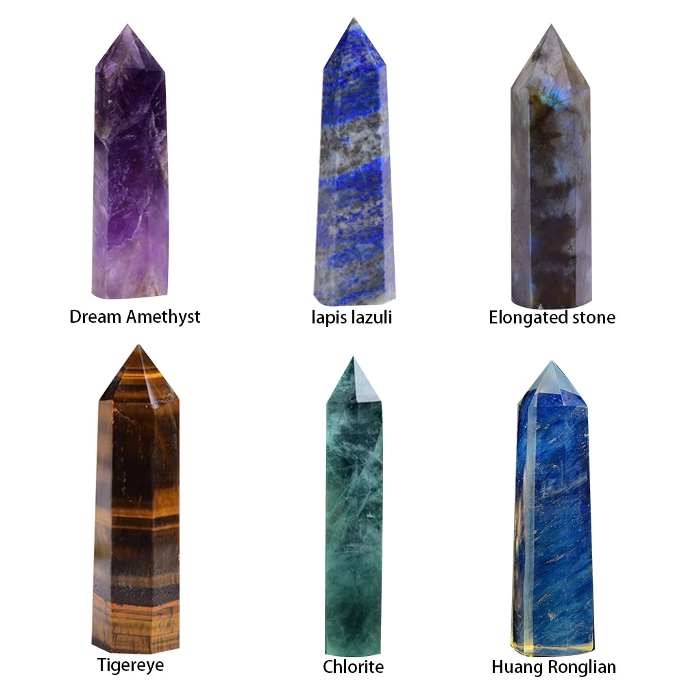 Crystal Natural Stones Point Wand Healing Energy Mineral Craft Indoor Table Decor Gifts for Children Holiday Party