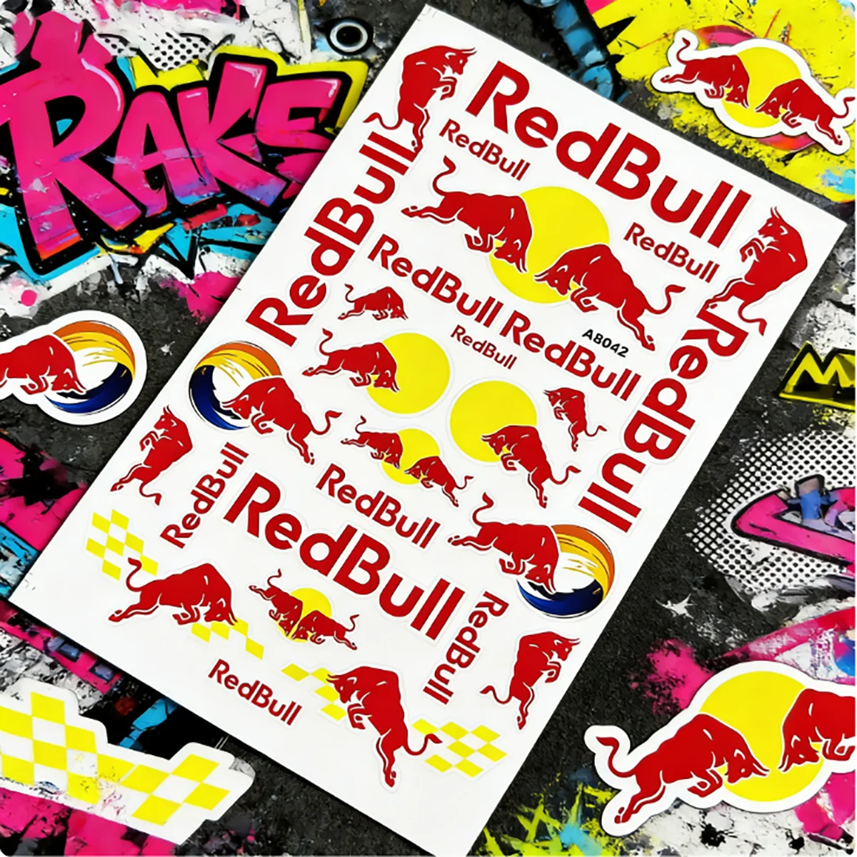 

Red Bull UV Resistant Vinyl Sticker Waterproof Anti Scratch for Dirt Bike Motorbike Decor