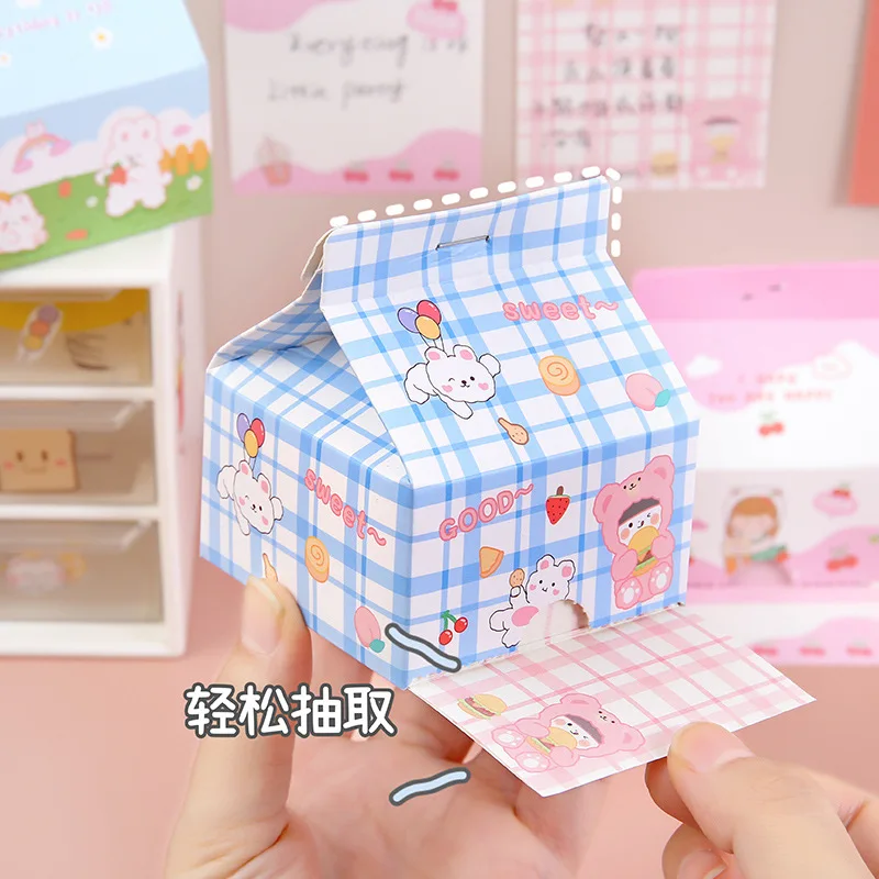 Small fresh milk box sticky note Korean version ins cute creative cartoon student girl sticky note paper