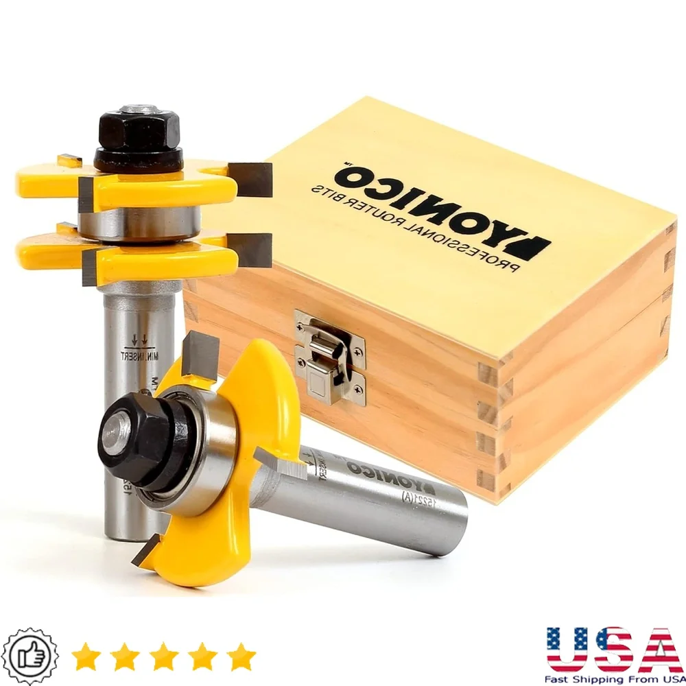 

Tongue and Groove Router Bit Set 2 Bits Woodworking 3/4-Inch Stock 1/2-Inch Cutting Depth Durable Cutting Tool
