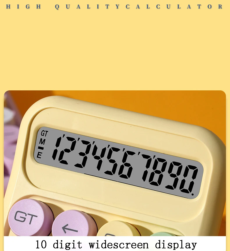 لوحة مفاتيح دائرية، آلة حاسبة ميكانيكية مكونة من 10 أرقام، لون حلوى لطيف، آلة حاسبة للعودة إلى المدرسة، قرطاسية مكتبية