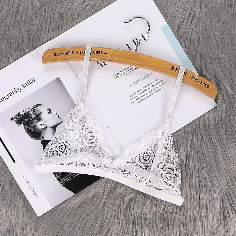 Reggiseno sottile da donna senza imbottitura sul petto Moda sexy Lingerie di pizzo Ritaglio con fibbia posteriore Top a tubo Intimo da donna Abiti estivi