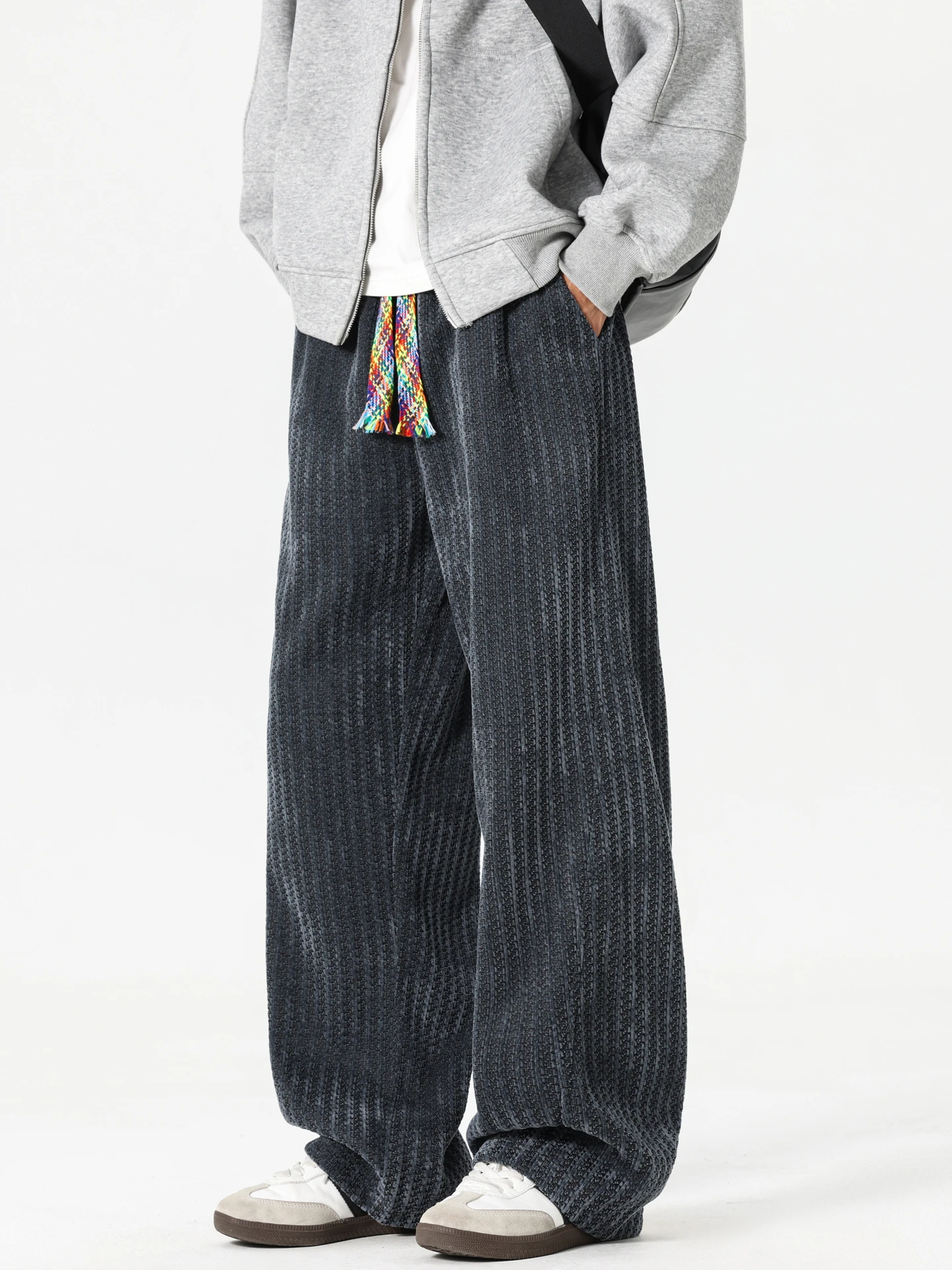 

Мужские повседневные прямые брюки, свободный крой, широкие брюки, осень-зима, носимые в стиле ретро, модные брендовые повседневные удобные брюки