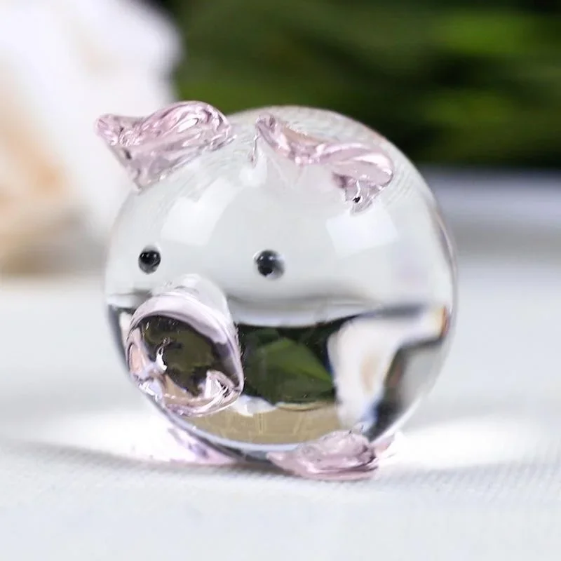 2020 Cute Glass Pig Figures Glass Miniatures Miniature Animal House Decoration Crafts Cute Ornaments