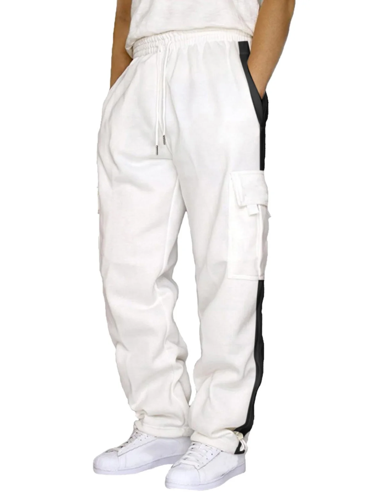 

Мужские рабочие брюки свободного кроя из материала Plu, повседневные, с прямыми длинными штанинами, осенне-зимние, для молодежи, с эффектом энергии