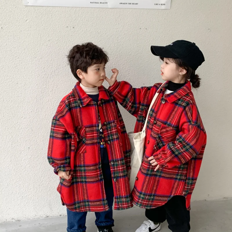 

Children's Cotton Clothes 2022 Winter Boys' And Girls' Korean Version Plush Plaid Coat Children's Medium