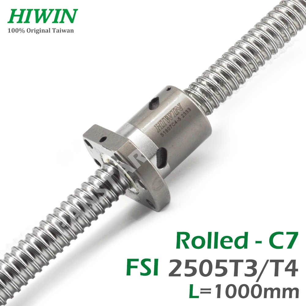 HIWIN Taiwan FSI 2505 Lead 5mm Ball Screw Rolled C7 1000mm CNC Parts End Machined Shaft High Stability Linear TBI SFU2505 Flange