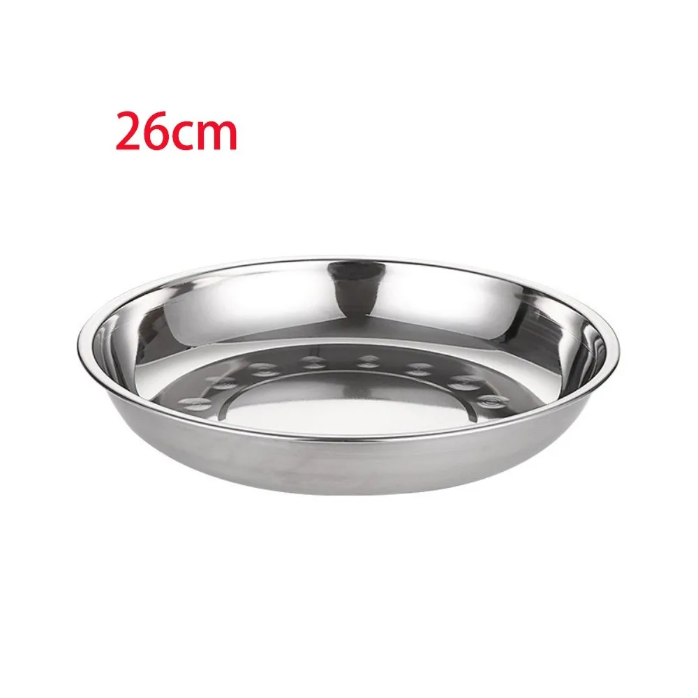 Non-Magnetic Stainless Steel Plates Reusable Round Shape Metal Serving Platter 14-28cm Multi-Size Deep Design