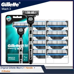 Gillette Mach 3 Men's Razor 3 Layers Blades Hair Removal Manual Shaver Fast Smooth Safe Shaving Machine With Lubrication Strip