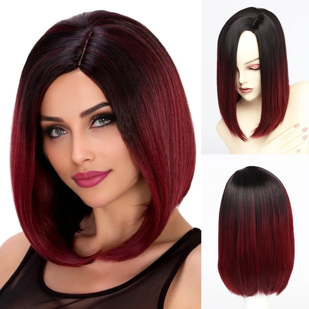 

Синтетический короткий парик Боб, средняя часть, прямые волосы, костюм для вечеринки, Хэллоуина, косплей, полный парик, натуральный вид для женщин