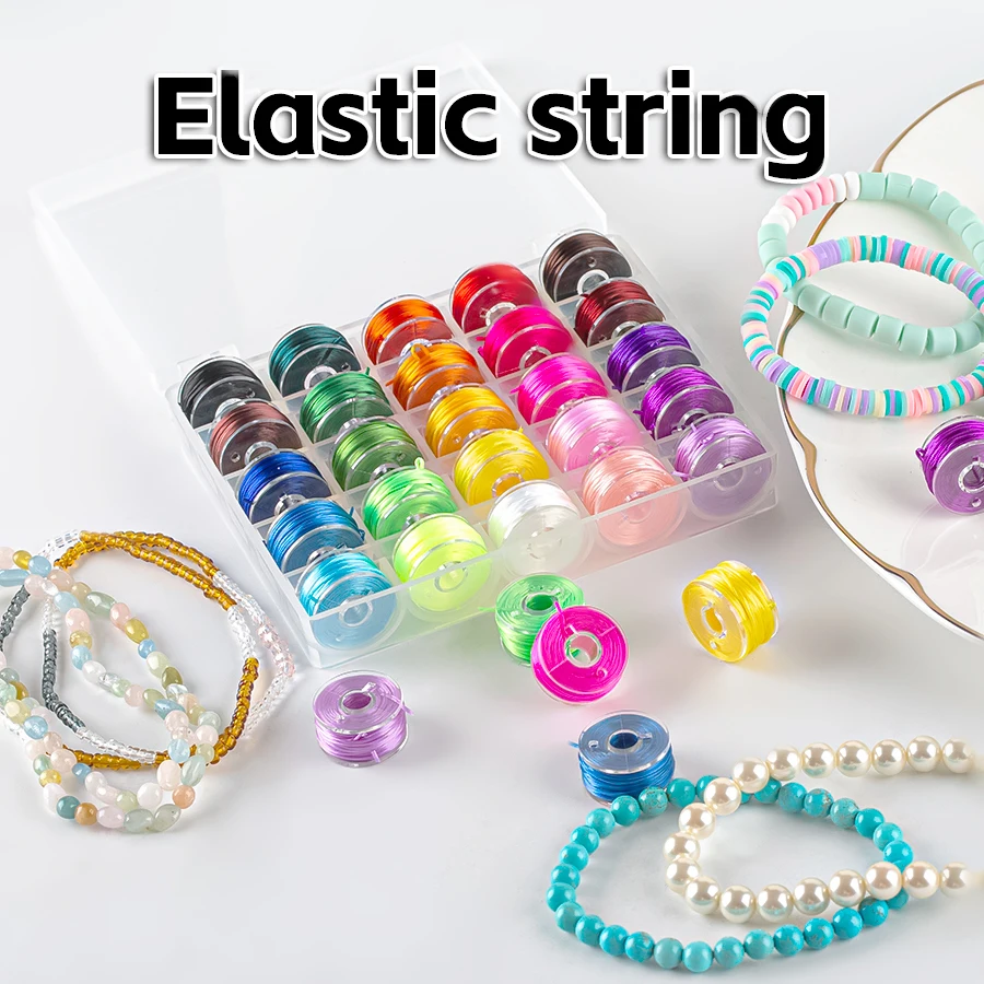 

XUQIAN 25 Colors Elastic String Set Stretchy String Bracelets Necklace Thread For Jewelry Making Diy Beading Craft Supplies